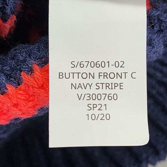 Gap Sweater Women L Blue Pink Striped V-Neck Button Front Cotton Cardigan Preppy - Picture 5 of 8